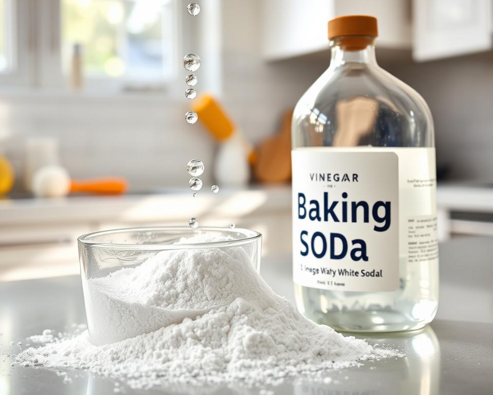 bicarbonato de sódio e vinagre de álcool